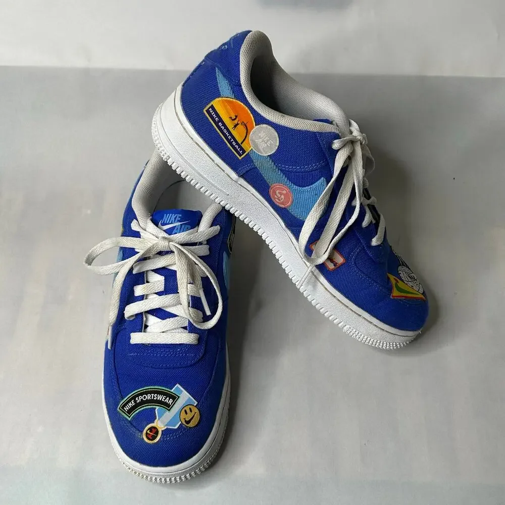 Nike Air Force 1 '07 Los Angeles Patched Up Racer Blue Size 6.5Y DX2308-400
